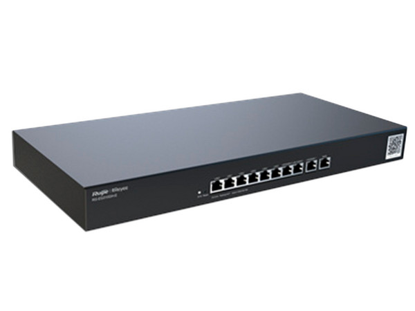 Router Administrable Ruijie RG-EG310GH-E de 6 puertos LAN, 3 puertos LAN/WAN Gigabit y 1 Puerto WAN Gigabit, hasta 300 clientes con desempeño de 1.5 Gbps.