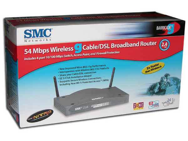 Ruteador/FireWall/Access Point - SMC Barricade, Inalámbrico de 54 Mbps para compartir Cable/Infinitum. Soporta 802.11b y 802.11g