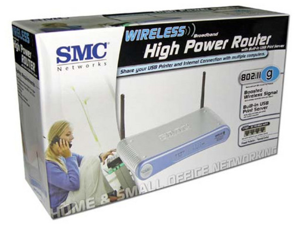Ruteador/FireWall SMC Barricade, Inalámbrico de 54 Mbps para compartir Cable/Infinitum. Soporta 802.11b y 802.11g. Servidor de Impresión Integrado.