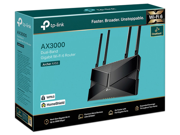 Router Inalámbrico TP-Link Archer AX57 de Triple Banda, Wireless AX (Wi-Fi 6), hasta 2402Mbps, Color Negro.