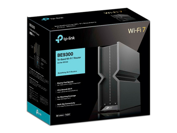Router Inalámbrico TP-Link Archer BE550 de Triple Banda, Wireless BE (Wi-Fi 7), hasta 5760 Mbps, Color Negro.
