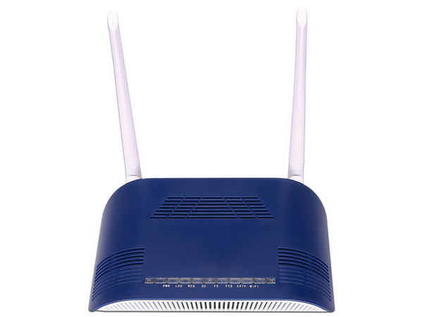 ONU Dual V-SOL HG323RG-WT con Wi-Fi 2.4 GHz, hasta 300 Mbps, 2 puertos LAN Gigabit. Color Azul