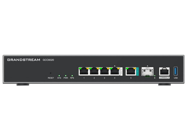 Router VPN Grandstream GCC6020, 10 puertos Gigabit, 1 Puerto SFP+ 10 Gbps, 1 Puerto de 2.5Gbps. Color Negro.