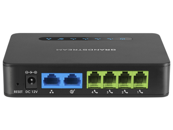 Adaptador telefónico Grandstream HT814 de 4 puertos RJ11 con Router NAT integrado de 2 puertos Ethernet 10/100/1000 Mbps.