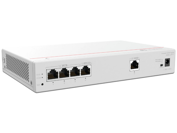 Router Multi-Servicio Huawei eKitEngine S380-L4P1T, 1 puerto WAN Gigabit Ethernet y 4 puertos LAN Gigabit Ethernet PoE, hasta 32 APs, hasta 150 clientes, Administración nube gratis.