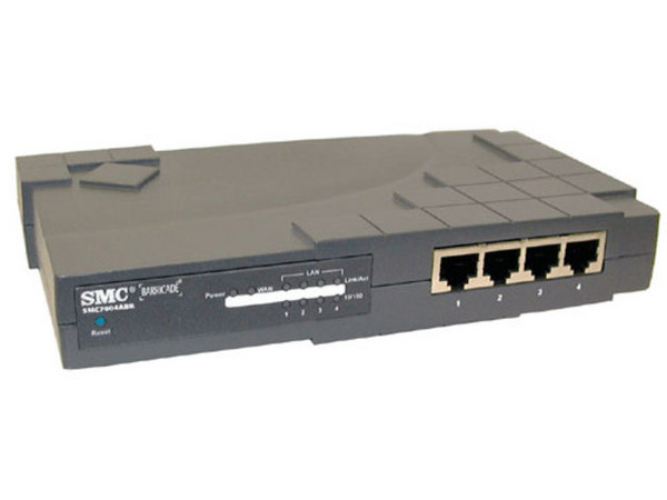 Ruteador SMC con 4 puertos 10/100Mbps y Servidor de Impresión. Puertos RS232 ADSL y WAN (Para compartir Internet).