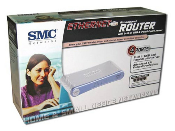 Router de banda ancha con puertos de servidor de impresión paralelo y USB integrados