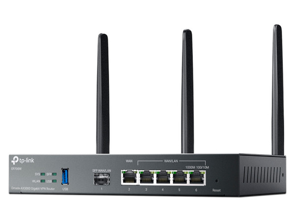 Router TP-Link ER706W Omada, Inalámbrico, Dual Band, 6 Puertos Gigabit, VPN. Color Negro