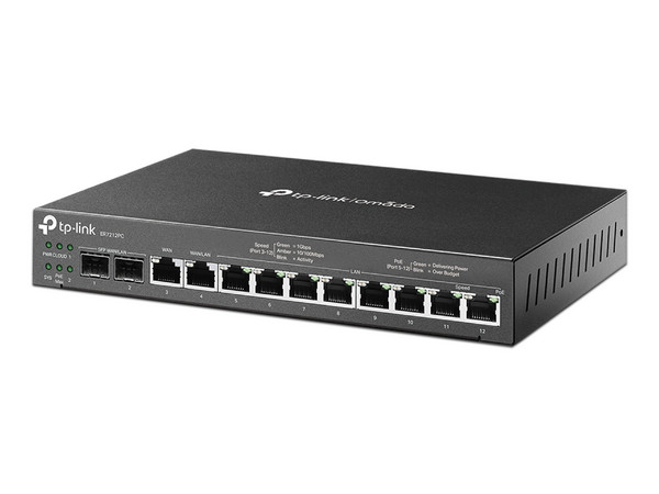 Router VPN TP-Link ER7212PC 3 en 1, 8 puertos Gigabit LAN, 1 puerto Gigabit WAN, 1 puerto Gigabit WAN/LAN, 2 puertos Gigabit SFP WAN/LAN, Salida PoE+, Capacidad de gestión centralizada Omada.