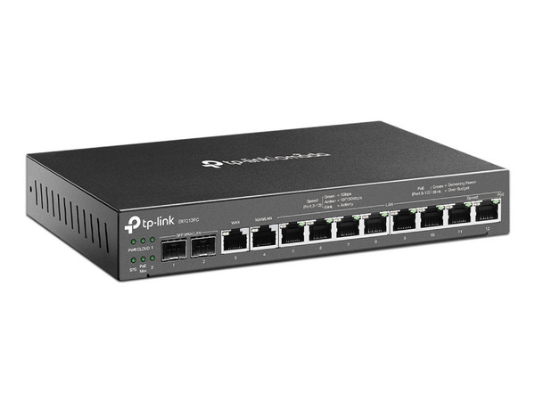 Router VPN TP-Link ER7212PC 3 en 1, 8 puertos Gigabit LAN, 1 puerto Gigabit WAN, 1 puerto Gigabit WAN/LAN, 2 puertos Gigabit SFP WAN/LAN, Salida PoE+, Capacidad de gestión centralizada Omada.