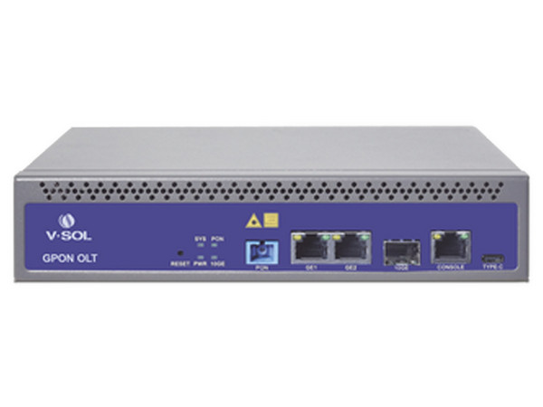 OLT V-SOL V1600-GS, 2 Puertos RJ-45, 1 Puerto SFP, 1 Puerto GPON, Color Azul.