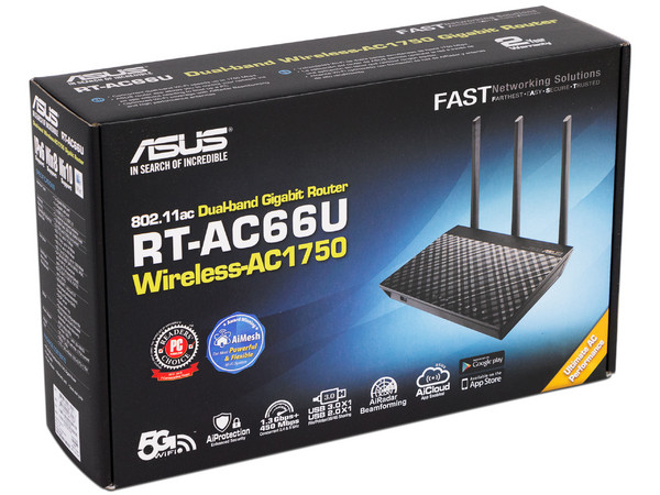 Ruteador Inalámbrico Asus RT-AC66U B1 de Doble Banda 2.4 GHz y 5 GHz, hasta 1300 Mbps.