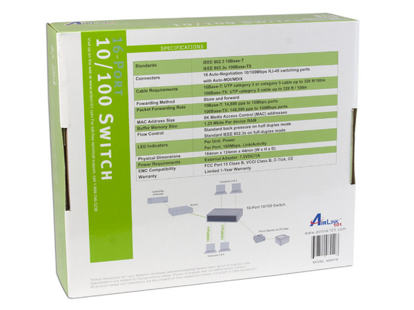 Switch AirLink 101 de 16 Puertos 10/100Mbps   