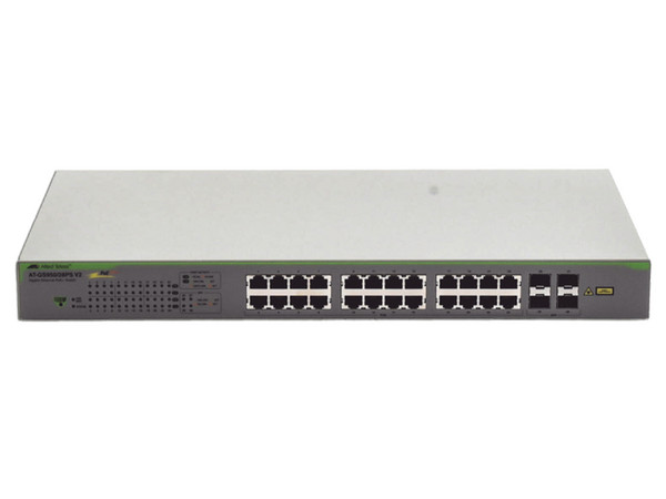 Switch Allied Telesis Gigabit WebSmart, 24 puertos RJ-45 10/100/1000 Mbps, 4 puertos SFP, Color Gris.