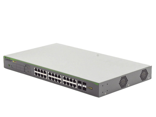 Switch Allied Telesis Gigabit WebSmart, 24 puertos RJ-45 10/100/1000 Mbps, 4 puertos SFP, Color Gris.