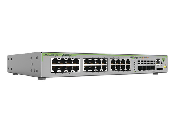 Switch Allied Telesis GS970M/28-10 de 24 puertos RJ-45 Gigabit 100/1000Mbps y 4 SFP, Administrable.
