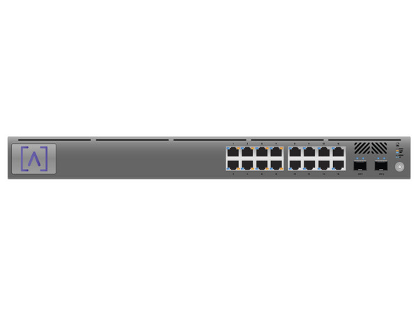 Switch Administrable Alta Labs S16-POE de 16 puertos Gigabit Ethernet (8 PoE+) y 2 puertos SFP Uplink.