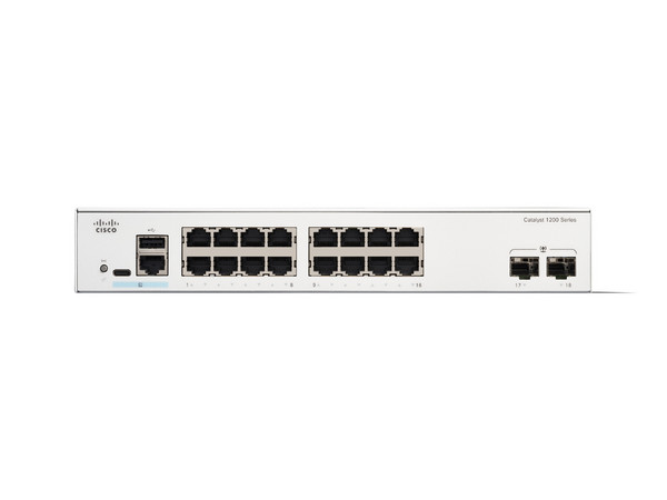 Switch Cisco Catalyst 1200 de 16 puertos Gigabit Ethernet, 2 Puertos SFP (2x1G).