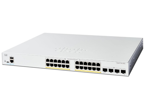 Switch Cisco Catalyst 1200, 24 Puertos PoE+ 10/100/1000 Mbps, 4 Puertos SFP, Color Blanco.