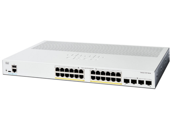 Switch Cisco Catalyst 1200, 28 Puertos PoE+ 10/100/1000 Mbps, 4 Puertos SFP, Color Blanco.