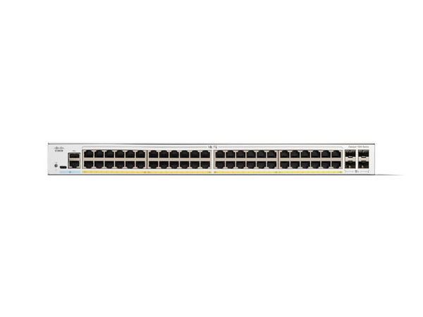 Switch Cisco Catalyst 1200, 48 Puertos GE PoE, 4 Módulos SFP+ 10G, Color Blanco.
