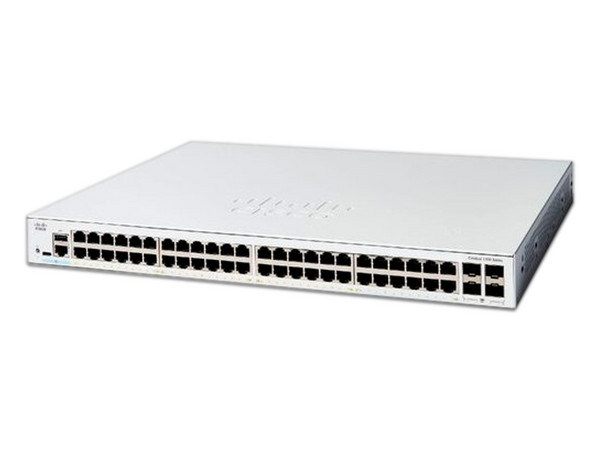 Switch Cisco Catalyst 1200, 48 Puertos RJ-45 10/100/1000 Mbps, 4 Puertos SFP, Color Gris.