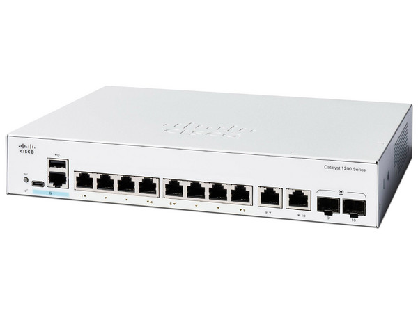 Switch Cisco Catalyst C1200-8T-E-2G, 8 Puertos GE 10/100/1000Base-T, 2 Puertos SFP, Incluye Cable CAB-16AWG-AC, Color Blanco.