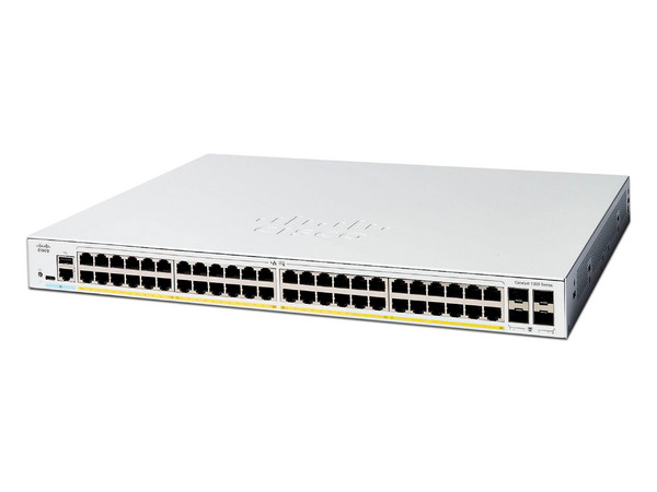 Switch Cisco Catalyst C1300-48FP-4X, 48 Puertos RJ-45 10/100/1000 Mbps, 4 Puertos SFP+, Color Blanco.