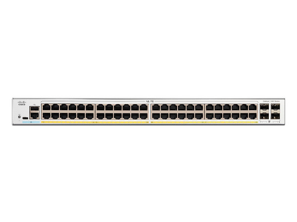Switch Cisco Catalyst C1300-48FP-4X, 48 Puertos RJ-45 10/100/1000 Mbps, 4 Puertos SFP+, Color Blanco.