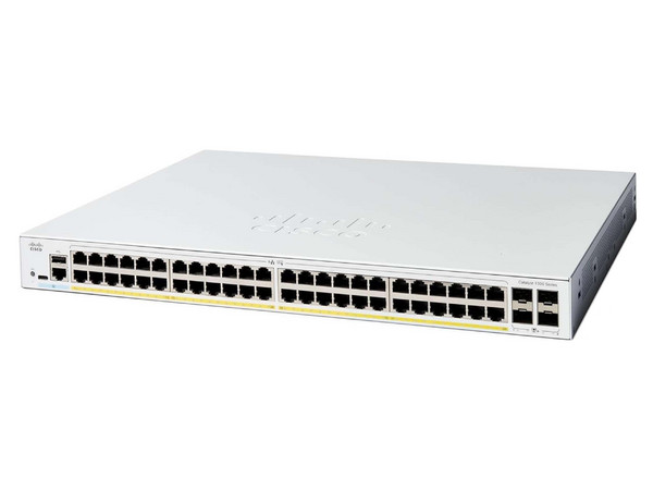 Switch Cisco Catalyst 1300, 48 Puertos Gigabit Ethernet, PoE+ 375W, 4 Puertos SFP+ 10G, Incluye Cable CAB-16AWG-AC.