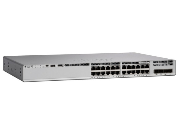 Switch Cisco Catalyst 9200L, 24 puertos 10/100/1000Mbps PoE+, 4 puertos de datos 10G, hasta 128Gbps. Es obligatorio adquirir la suscripción Cisco DNA Essentials los primeros 3 años