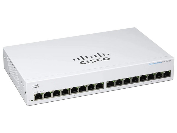 Conmutador Ethernet Cisco CBS110-16T, 16 puertos Ethernet.