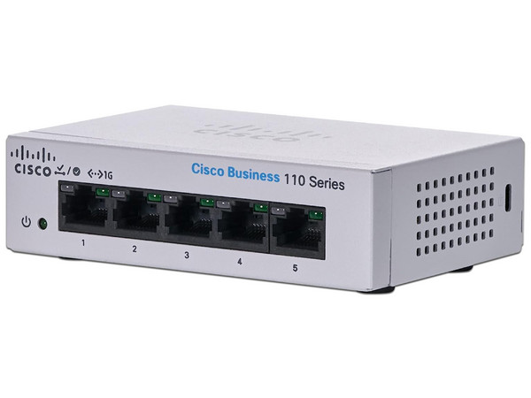 Switch Cisco CBS110-5T-D-NA de 5 puertos RJ-45 Gigabit Ethernet (10/100/1000Mbps).