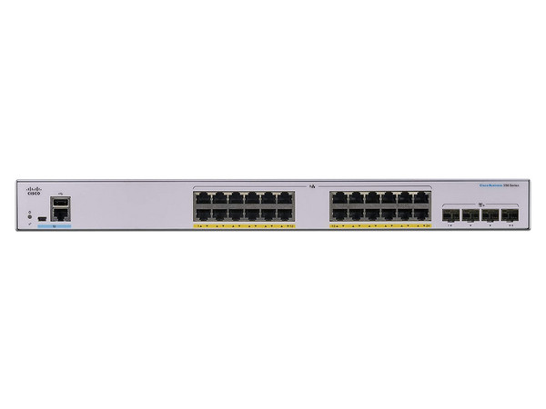 Switch Cisco Business 350 de 24 puertos Gigabit 10/100/1000 Mbps y 4 Puertos SFP+, PoE.