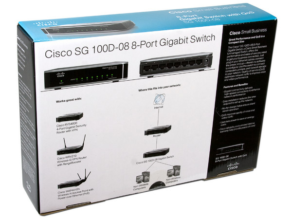 Switch Cisco Small Business SG 100D-08 de 8 Puertos, 10/100/1000 Mbps