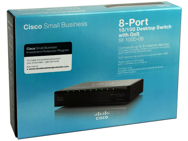 Switch Cisco Small Business SF100D-08 de 8 Puertos con QoS, 10/100 Mbps 