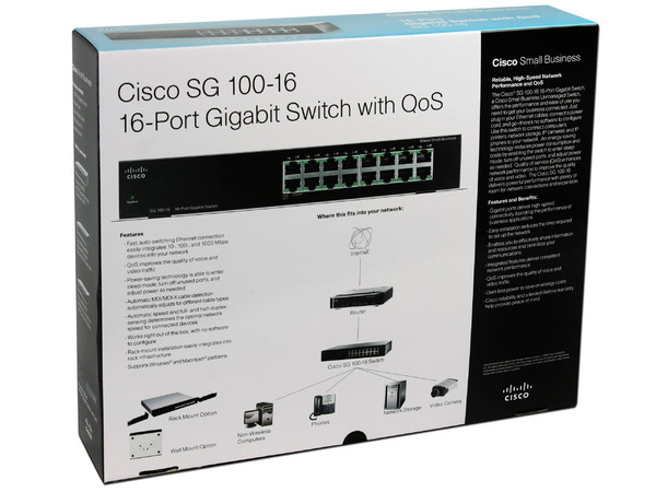 Switch Cisco Small Business Gigabit SG 100-16 de 16 Puertos, 10/100/1000 Mbps, QoS