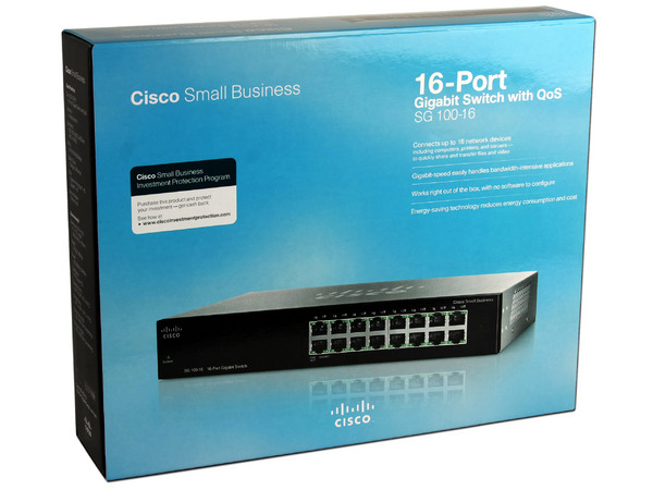 Switch Cisco Small Business Gigabit SG 100-16 de 16 Puertos, 10/100/1000 Mbps, QoS