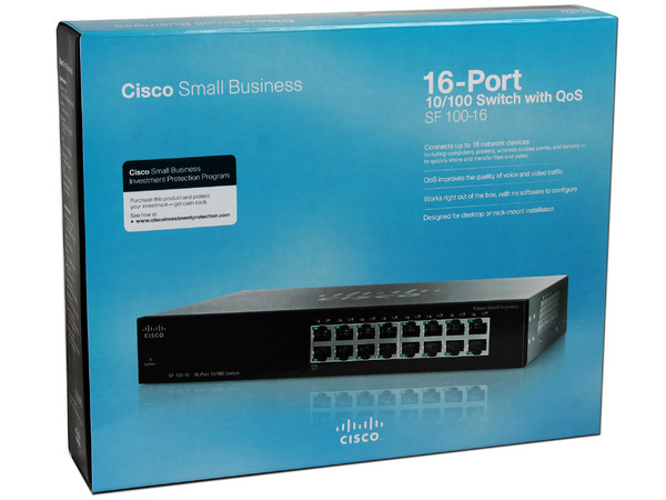 Switch Cisco Small Business SF 100D-16 de 16 Puertos 10/100 Mbps, QoS