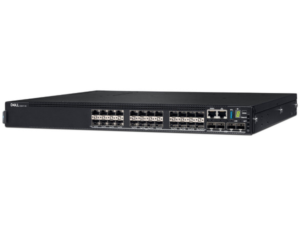Switch Gestionado Dell E3224F-FY26Q1-MX, 24 ranuras SFP y fuente redundante. Color Negro.
