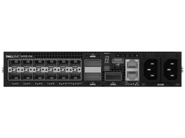 Switch DELL S4112F_1.4 administrable capa 3, 4x Gigabit Ethernet, 24 puertos Gigabit SFP, 4 puertos Gigabit SFP+, 1 puerto de consola. Soporta VLAN, QoS avanzado y gestión vía GWN.Cloud, GWN-Manager, SNMP, CLI o HTTP.
