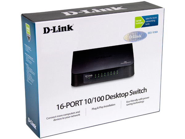 Switch D-Link de 16 puertos 10/100Mbps.