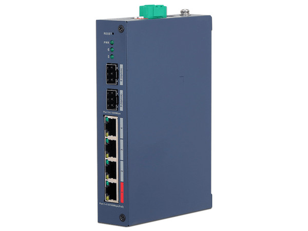 Switch PoE Dahua DH-CHS4206-4ET-90, 4 Puertos 10/100/1000 Mbps, 2 Puertos SFP 100/1000 Mbps, Hasta 120 W, Color Azul.