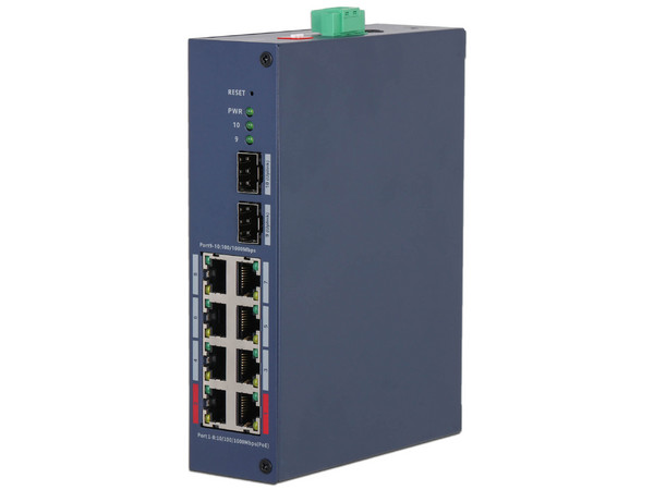 Switch PoE Dahua DH-CHS4210-8GT-110, 8 Puertos 10/100/1000 Mbps, 2 Puertos SFP 100/1000 Mbps, Hasta 120 W, Color Azul.