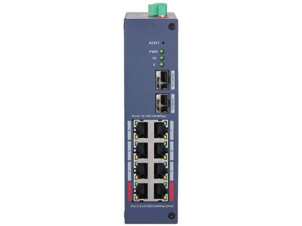 Switch PoE Dahua DH-CHS4210-8GT-110, 8 Puertos 10/100/1000 Mbps, 2 Puertos SFP 100/1000 Mbps, Hasta 120 W, Color Azul.
