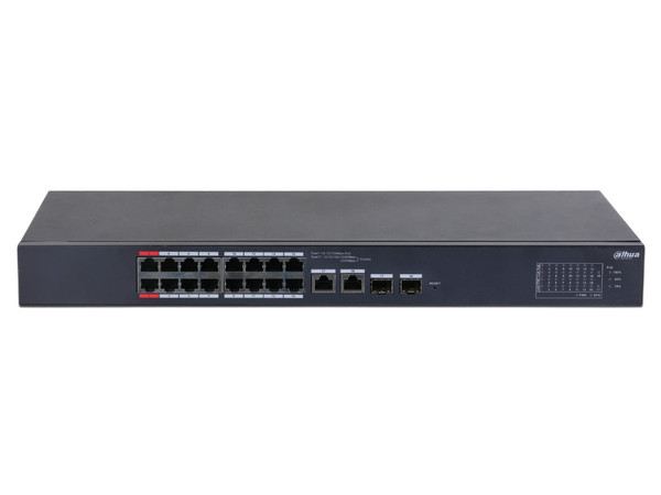 Switch PoE Dahua CS4218-16ET-135 de 16 puertos 10/100 y 1 puerto SFP, 135W.