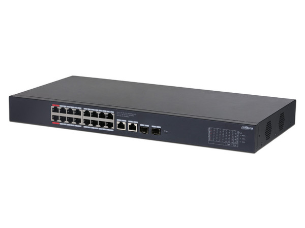 Switch Dahua DH-CS4220-16GT-135 de 16 Puertos RJ-45 10/100/1000 Mbps, 2 Puertos SFP, Color Negro.