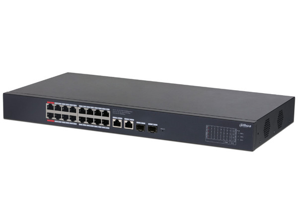 Switch Poe de 16 Puertos Gigabit  con PoE inteligente, puerto rojo de 90W, 190W totales, 2 puertos SFP, PoE Watchdog