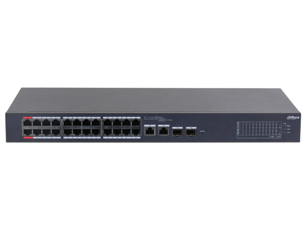 Switch PoE Dahua CS4226-24ET-240 de 24 puertos Ethernet 10/100 y 2 puertos SFP, 240W.