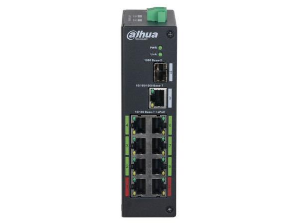Switch Dahua DH-LR2110-8ET-120 con 8 puertos Ethernet ePoE, Switching 8.8G, Hasta 800 Mts.